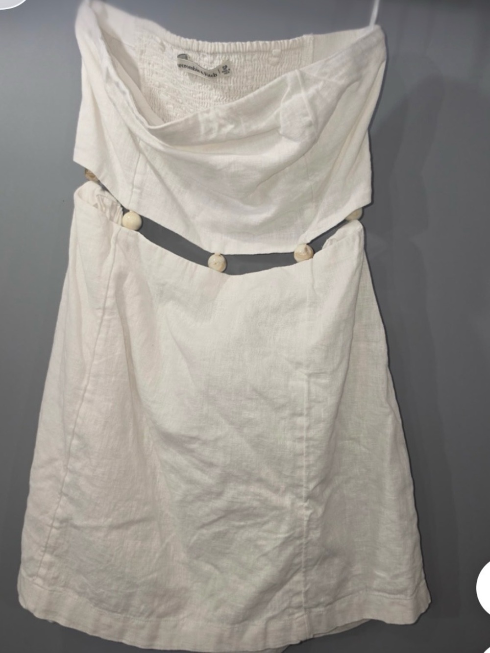 Abercrombie & Fitch White Linen Mini Dress with Bead Cutouts